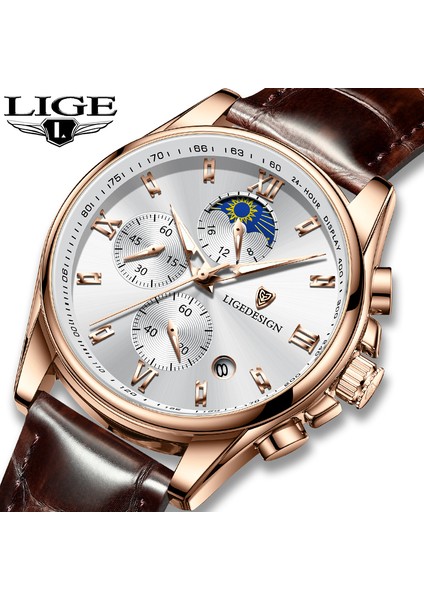 Gümüş Mavi 2022 Lıge Saatler Erkek Üst Marka Lüks Saat Rahat Leathe 24 Saat Ay Evreleri Erkekler Izle Spor Su Geçirmez Kuvars Chronograph + Kutu (Yurt Dışından) fiyatları