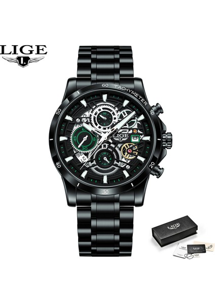Siyah Yeşil Lıge Yeni Saatler Erkek Lüks Marka Büyük Arama Izle Erkekler Su Geçirmez Kuvars Kol Saati Spor Chronograph Saat Relogio Masculino (Yurt Dışından)