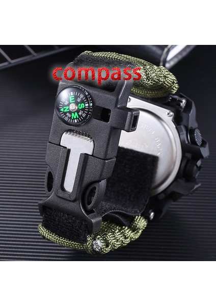 Siyah Kayış Kutusu ile Addıes Erkekler Askeri Spor Dijital Saatler Pusula Açık Hayatta Kalma Çok Fonksiyonlu Su Geçirmez Erkek Saati Relogio Masculino (Yurt Dışından) indirimleri