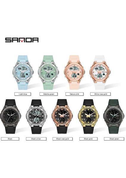 6062 Siyah Yeşil Sanda Lüks Kadın Kol Saati Kuvars Su Geçirmez Otomatik Tarih Saatler Bayanlar Gök Mavisi LED Dijital Kronograf Ms Spor Saat (Yurt Dışından) indirimleri