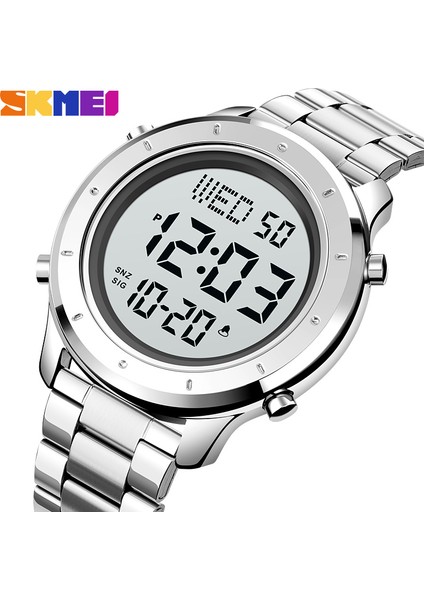 Gümüş Siyahçelik Skmeı Sokak Modası Büyük Sayılar Chrono Alarm Elektronik Saat Su Geçirmez Aydınlık Dijital Basit Erkek Izle 2 Kordonlu SAAT1864 (Yurt Dışından)
