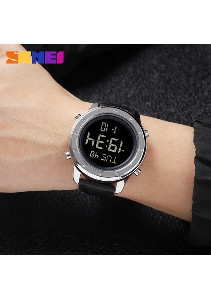 Gümüş Siyahçelik Skmeı Sokak Modası Büyük Sayılar Chrono Alarm Elektronik Saat Su Geçirmez Aydınlık Dijital Basit Erkek Izle 2 Kordonlu SAAT1864 (Yurt Dışından)