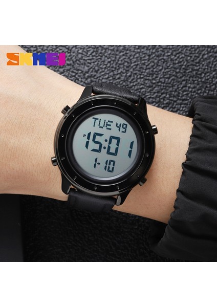 Gümüş Siyahçelik Skmeı Sokak Modası Büyük Sayılar Chrono Alarm Elektronik Saat Su Geçirmez Aydınlık Dijital Basit Erkek Izle 2 Kordonlu SAAT1864 (Yurt Dışından)