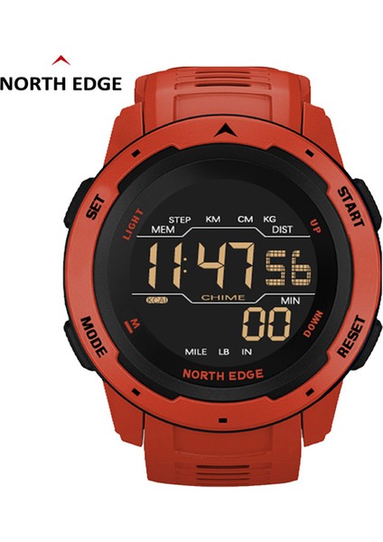 Kırmızı North Edge Mars Erkekler Dijital Izle Erkek Askeri Spor Saatler Su Geçirmez 50 M Pedometre Kalori Kronometre Saatlik Çalar Saat (Yurt Dışından)
