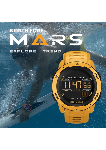 Kırmızı North Edge Mars Erkekler Dijital Izle Erkek Askeri Spor Saatler Su Geçirmez 50 M Pedometre Kalori Kronometre Saatlik Çalar Saat (Yurt Dışından)