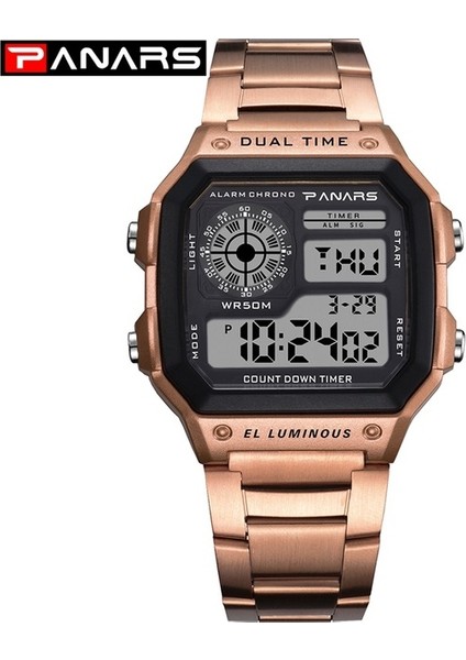 Büyük Gül Panars Yeni Varış Aydınlık Spor Izle Çok Fonksiyonlu Erkek Su Geçirmez Kol Saati Spor Dijital Saat Kronometre Çalar Saat (Yurt Dışından)