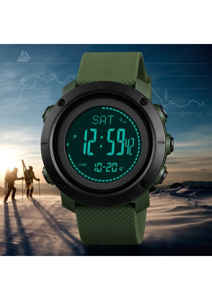 Çelik Kadran Yeşil Skmeı Doğa Sporları 30 M Yüzme Koşu Tırmanma Yükseklik Basınç Pusula Pedometre Kronometre Askeri Ordu Elektronik Saat (Yurt Dışından) modelleri