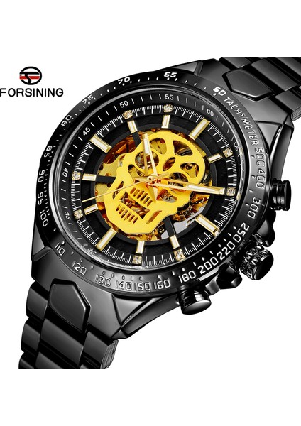 Altın-Beyaz Kazanan Üst Marka Steampunk Serisi Lüks Altın Kafatası Iskeleti Saat Siyah Paslanmaz Çelik Aydınlık Eller Erkekler Otomatik Saatler (Yurt Dışından) modelleri