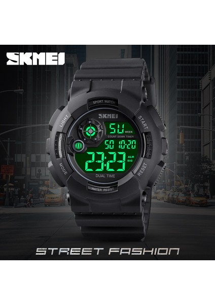 Siyah Siyah Skmeı Açık Spor Izle Erkekler Darbeye Dayanıklı ve Su Geçirmez Askeri Saatler LED Ekran Şok Dijital Saat Reloj Hombre 1583 Saat (Yurt Dışından)