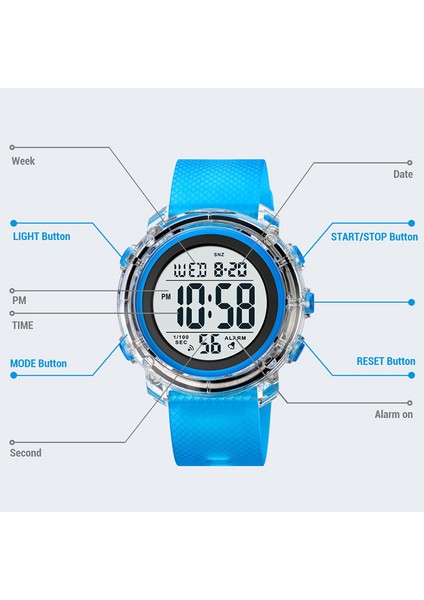 Siyah Siyah Skmeı Dijital Saatler Erkekler LED Işık Elektronik Hareketi Erkek Saat Spor 5bar Su Geçirmez Geri Sayım Kol Saati Reloj Hombre (Yurt Dışından)