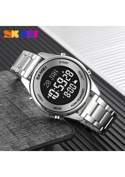 Siyah Siyah Skmeı Müslüman Ezan Erkek Saati Saat LED Elektronik Kronograf Adam Dijital Saatler Su Geçirmez Erkek Kol Saati Relogio Masculino (Yurt Dışından)