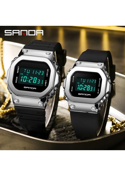 2126 Erkekler Siyah Sanda Askeri G Tarzı Erkek LED Dijital Izle Erkekler ve Kadınlar Çift Saat Su Geçirmez Eğlence Adam Bilek Izle Relogio Masculino (Yurt Dışından)