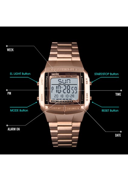 Kahve Gül Altın Skmeı 1381 Lüks Spor Izle Erkek Saati LED Dijital Alarm Geri Sayım Moda Çelik Erkek Bilek Saatler Saat Relogio Masculine (Yurt Dışından) fiyatları
