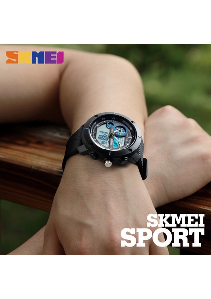 Ordu Yeşil Skmeı Spor Izle Erkekler Çift Zamanlı 5bar Su Geçirmez Saatler Çalar Saat Chrono Çift Ekran Kol Saatleri Relogio Masculino 1361 (Yurt Dışından)