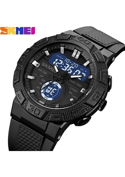 Altın Siyah Skmeı Üst Marka Spor Erkek Saat Lüks Ikili Zaman Kronometre Wateproof Kol Saati Orijinal Dijital Saatler LED Işıklı Çalar Saat (Yurt Dışından) modelleri