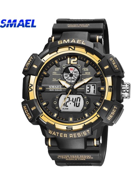 Siyah Rosegold Smael Spor Izle Erkekler Büyük Kadran LED Dijital Kuvars Bilek Saatleri Erkek Üst Marka Lüks Dijital Saat Askeri Ordu Saat Erkek (Yurt Dışından) modelleri