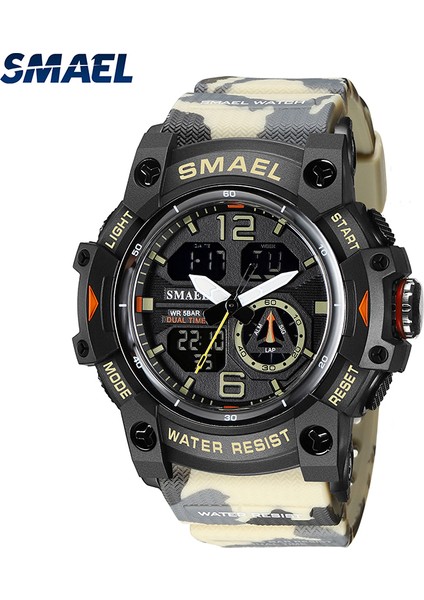 B-Kamuflaj Yeşil Erkek Saatler Askeri 50 M Su Geçirmez Spor Izle Kamuflaj Stopwacth LED Çalar Saat Erkek Relogio Masculino Izle Erkekler 8007 (Yurt Dışından)