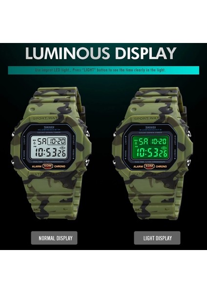 Mavi Kamuflaj Spor Izle Erkekler Açık LED Dijital Saatler 5bar Su Geçirmez Çalar Saat Erkek Askeri Erkekler Dijital Kol Saati Skmeı Montre Homme (Yurt Dışından)
