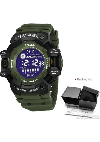 Ordu Yeşil Kutusu Smael Erkekler Için Askeri Spor Saat LED Ekran Otomatik Tarih Haftası Çalar Saat ile Dijital Kol Saati Часы Мужские Saatler Koyu Yeşil (Yurt Dışından)