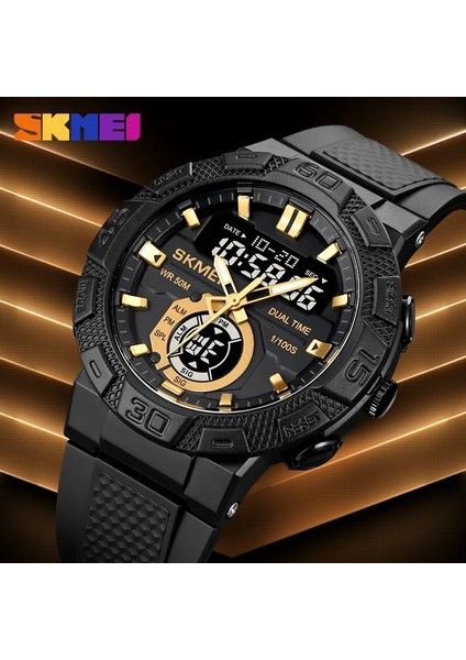 Kutu ile Altın Beyaz Skmeı Üst Marka Spor Erkek Izle Lüks Ikili Zaman Kronometre Wateproof Kol Saati Orijinal Dijital Saatler LED Işıklı Çalar Saat (Yurt Dışından) fırsatları