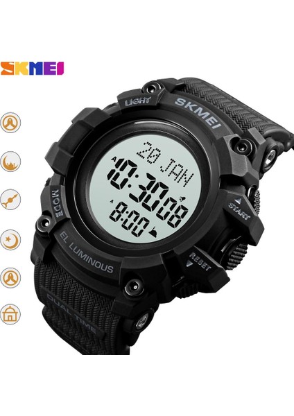 Yeşil Siyah Izle Skmeı Dijital Erkek Saati Açık Çok Fonksiyonlu Namaz Kıble Pusula Kol Saatleri Elektronik Kronometre Saat Relogio Masculino (Yurt Dışından) fiyatları