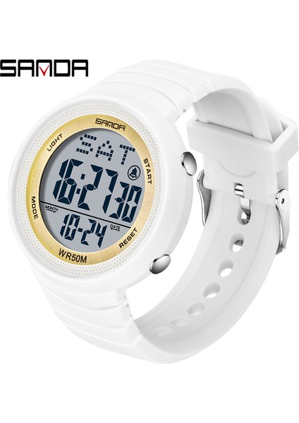 Beyaz Altın Sanda Marka Erkek Spor Saatler Moda Chronos Geri Sayım Su Geçirmez LED Dijital Saat Adam Askeri Bilek Aydınlık Erkek Izle (Yurt Dışından)