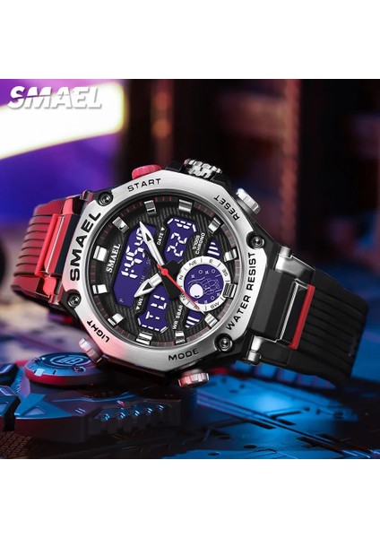 Green-Box Smael Elektronik Dijital Saatler Erkekler Için Moda Chronograph Kuvars Kol Saati Otomatik Tarih Hafta Çalar Saat LED Ikili Zaman 8069 (Yurt Dışından) fiyatları