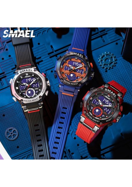 Green-Box Smael Elektronik Dijital Saatler Erkekler Için Moda Chronograph Kuvars Kol Saati Otomatik Tarih Hafta Çalar Saat LED Ikili Zaman 8069 (Yurt Dışından) fırsatları