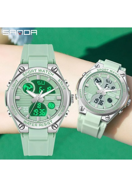 6062 Siyah Yeşil Sanda Lüks Ms LED Dijital Spor Izle Moda Rahat Altın Kol Saati Kadın Kız Askeri Su Geçirmez Kol Saatleri Montre Dames (Yurt Dışından) indirimleri