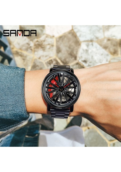 Deri Gümüş Kutu Erkekler Moda Sıcak Satış Araba Jant Kol Saati 360 Derece Dönen Jant Arama Saatler Paslanmaz Çelik Su Geçirmez Spor Kuvars Saat (Yurt Dışından) modelleri