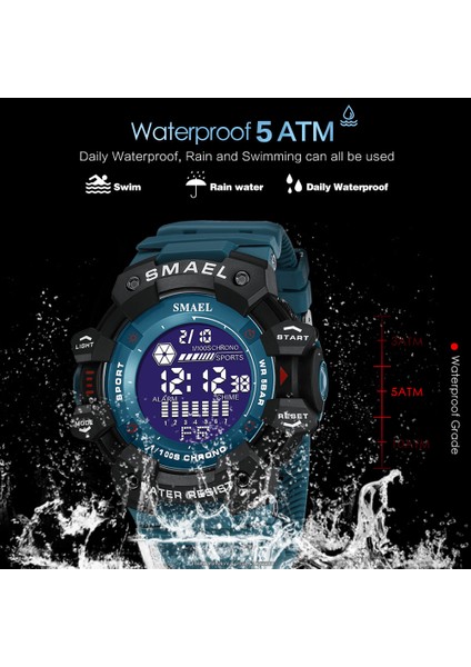 Ordu Yeşil Kutusu Smael Erkekler Için Askeri Spor Saat LED Ekran Otomatik Tarih Haftası Çalar Saat ile Dijital Kol Saati Часы Мужские Saatler Koyu Yeşil (Yurt Dışından) modelleri