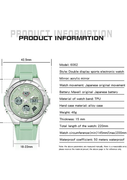 6062 Siyah Sanda Gökyüzü Mavi Izle Kadınlar Için Analog LED Dijital Elektronik Kol Saati Öğrenci Erkek Kız Su Geçirmez Spor Izle Aydınlık Izle (Yurt Dışından) fırsatları