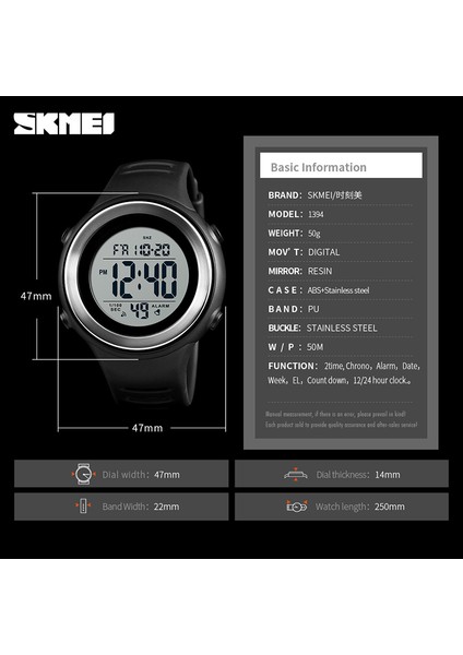 Haki Skmeı Erkekler Spor Saat LED Işıklı Su Geçirmez Dijital Saat Bilek Çift Zaman Zamanlama Arka Işık Su Geçirmez Izle Relogio Masculino (Yurt Dışından)