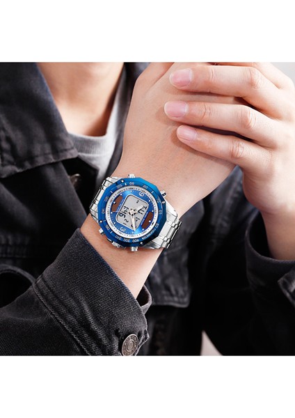 Gümüş Siyah Güneş Erkekler Askeri Spor Saatler Erkek Dijital Kuvars Saat Tam Çelik Su Geçirmez Kol Saati Relojes Hombre 2019 Skmeı (Yurt Dışından)