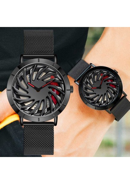 Örgü Mavi Kutu Erkekler Sıcak Satış Örgü Kayış Kuvars Izle Yaratıcı Araba Tekerleği 360 Dönen Kadran Saat Paslanmaz Su Geçirmez Spor Kol Saati Relogio (Yurt Dışından)