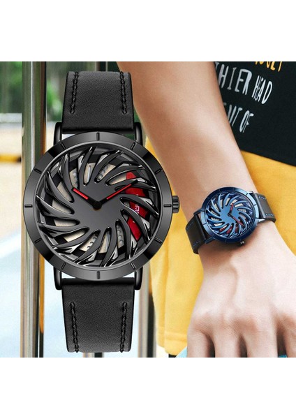 Örgü Mavi Kutu Erkekler Sıcak Satış Örgü Kayış Kuvars Izle Yaratıcı Araba Tekerleği 360 Dönen Kadran Saat Paslanmaz Su Geçirmez Spor Kol Saati Relogio (Yurt Dışından)