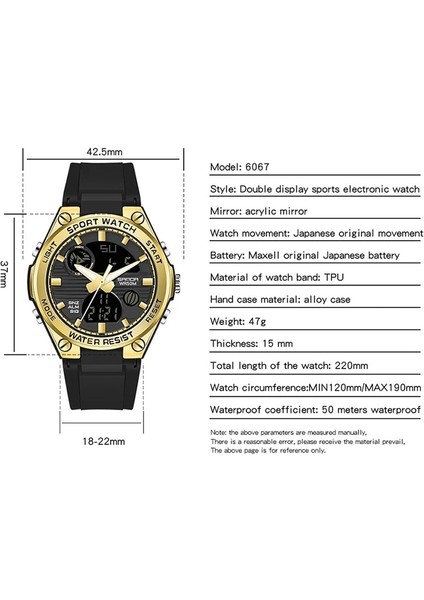 6067 Siyah Altın Sanda En Lüks Marka Çift Ekran Bayan Saat LED Dijital Işık Moda Spor Su Geçirmez Bayan Saat Relógio Feminino (Yurt Dışından) modelleri