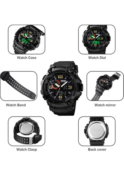 Gri Kamuflaj Skmeı Erkekler Spor Saatler Erkek Saat Japonya Dijital Kuvars Izle Hareketi Askeri Kronometre 2 Zaman LED Ekran Relogio Masculino (Yurt Dışından)