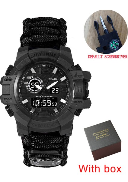 Kutu ile Siyah Shıyunme Erkek Kamuflaj Askeri Izle Su Geçirmez Pusula Kronograf Elektronik Doğa Spor Saat Erkek Relogios Masculino (Yurt Dışından)