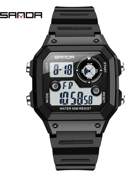 Siyah Beyaz Yüzmek Saatler Erkek Sanda 418 Spor Saatleri Moda Chronos Geri Sayım Erkek Su Geçirmez LED Dijital Saat Adam Askeri Saat 2020 (Yurt Dışından)