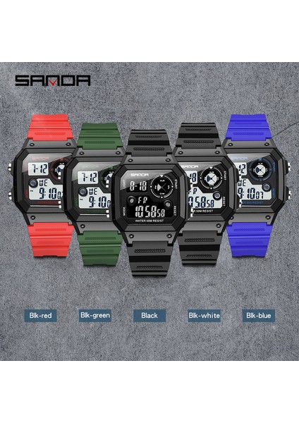 Siyah Beyaz Yüzmek Saatler Erkek Sanda 418 Spor Saatleri Moda Chronos Geri Sayım Erkek Su Geçirmez LED Dijital Saat Adam Askeri Saat 2020 (Yurt Dışından) fırsatları