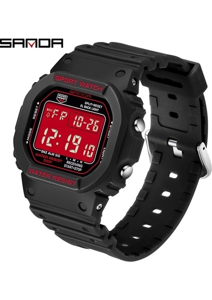 Siyah Kırmızı Sanda G Tarzı Dijital Saat Erkekler Lüks Marka Askeri Izle Moda Erkekler Spor Izle Alarm Kronometre Saat Erkek Relogio Masculino (Yurt Dışından)