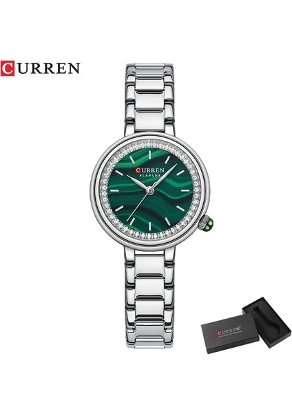 Gümüş Yeşil Kutu Curren Gül Izle Bayan Izle Bayanlar Yaratıcı Çelik Bayanlar Bilezik Izle Bayanlar Saat Relogio Feminino Montre Femme (Yurt Dışından)