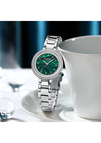 Gümüş Yeşil Kutu Curren Gül Izle Bayan Izle Bayanlar Yaratıcı Çelik Bayanlar Bilezik Izle Bayanlar Saat Relogio Feminino Montre Femme (Yurt Dışından)