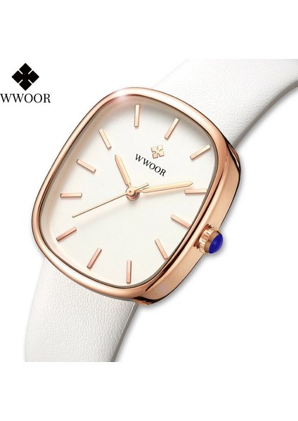 Gül Mavi Wwoor 2022 Kadın Izle Moda Deri Kuvars Bilezik Izle Üst Marka Lüks Su Geçirmez Bayanlar Kol Saati Montre Femme Feminino (Yurt Dışından) fiyatları