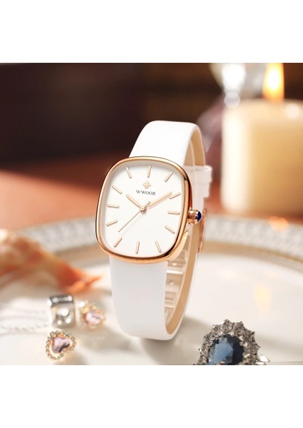 Gül Mavi Wwoor 2022 Kadın Izle Moda Deri Kuvars Bilezik Izle Üst Marka Lüks Su Geçirmez Bayanlar Kol Saati Montre Femme Feminino (Yurt Dışından) modelleri