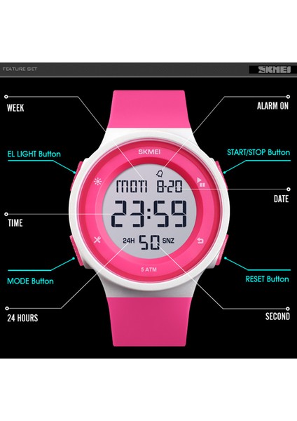 Mavi Kadın Saatler Su Geçirmez LED Dijital Bayanlar Spor Izle Kadın Çok Fonksiyonlu Erkek Kız Kol Saati Montre Femme Skmeı 2018 (Yurt Dışından) fırsatları