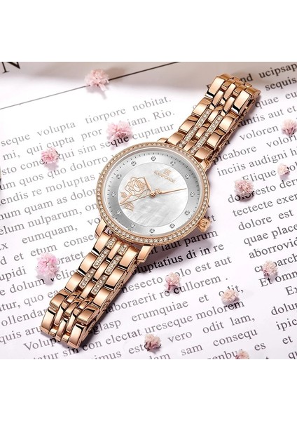 Altın Beyaz-Kutu Navıforce Gül Altın Izle Kadın Saatler Bayanlar Yaratıcı Çelik Kadın Bilezik Saatler Kadın Su Geçirmez Saat Relogio Feminino (Yurt Dışından) fırsatları