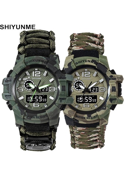 Kutu ile Siyah Shıyunme Erkek Kamuflaj Askeri Izle Su Geçirmez Pusula Kronograf Elektronik Doğa Spor Saat Erkek Relogios Masculino (Yurt Dışından)