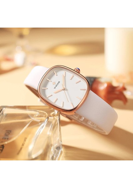Gümüş Siyah B Kutusu Wwoor 2022 Kadın Izle Moda Deri Kuvars Bilezik Izle Üst Marka Lüks Su Geçirmez Bayanlar Kol Saati Montre Femme Feminino (Yurt Dışından)